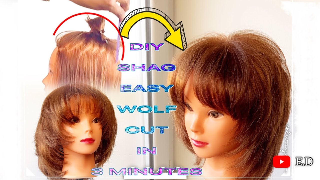 How to cut wolf in 3 Minutes DIY Shag Cut / Coupe Loup à réaliser soi-même