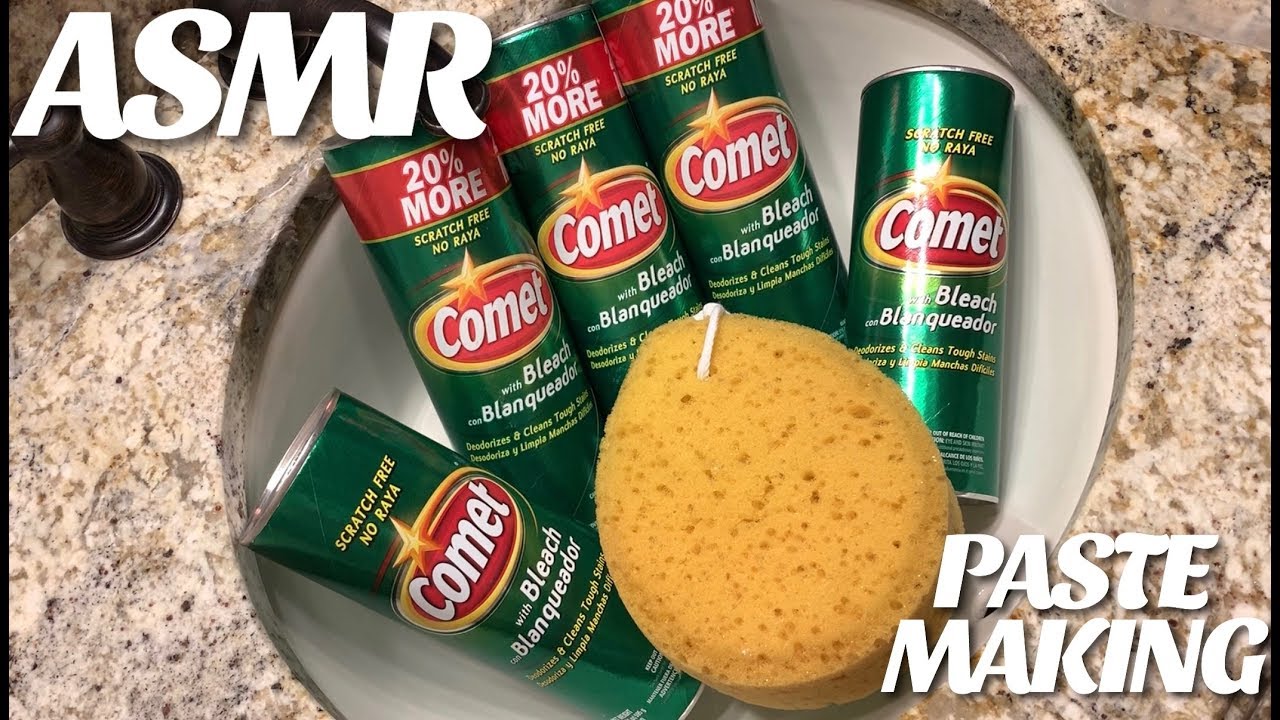 ASMR FIVE CANS OF COMET PASTE MAKING + SQUEEZING (Satisfying Sponge Squeezing)