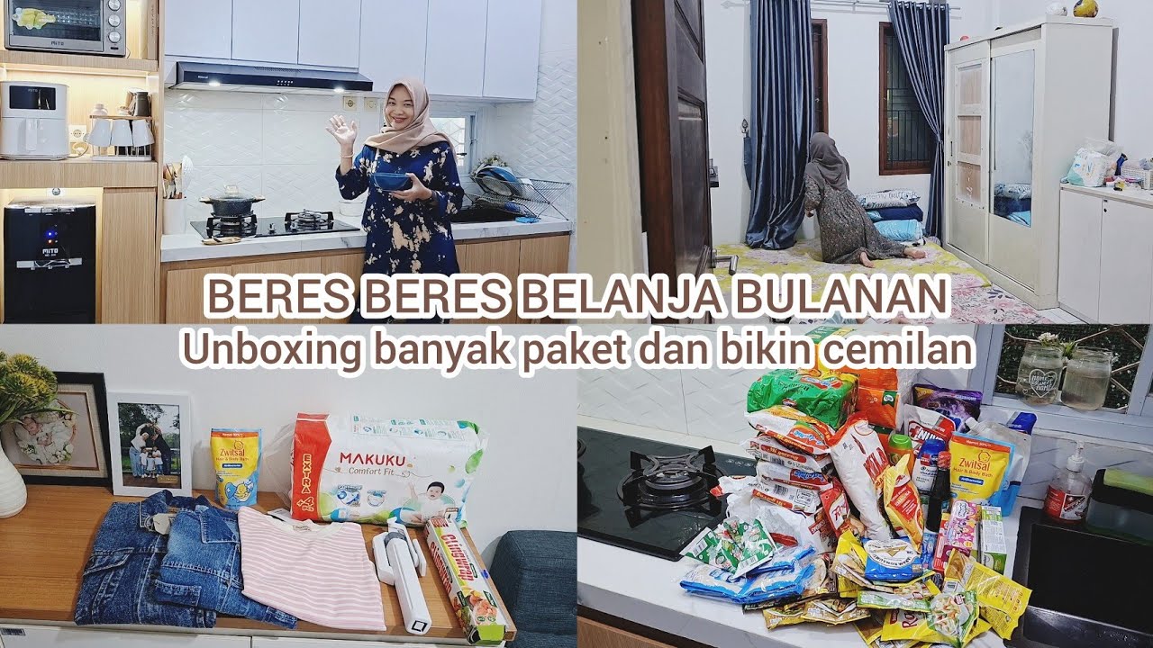 Beres beres dan menata belanja bulanan ke tempat nya | Unboxing paket, beberes dan masak sederhana 