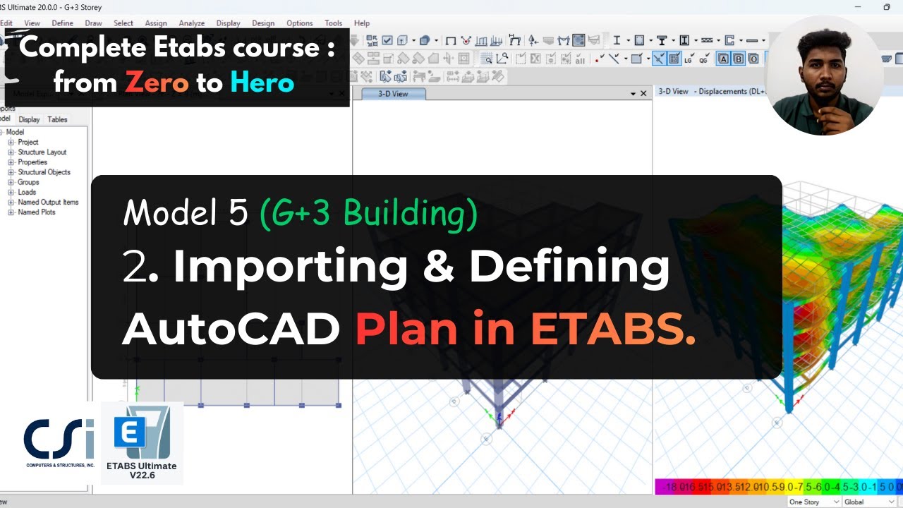 Модель 5:02 – Импорт и определение плана AutoCAD в ETABS (жилой дом G+3)