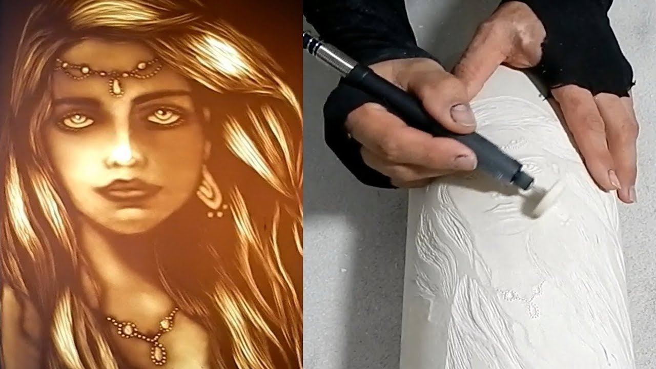 DIY Aprenda fazer rosto  baixo relevo a mão livre Luminária de pvc