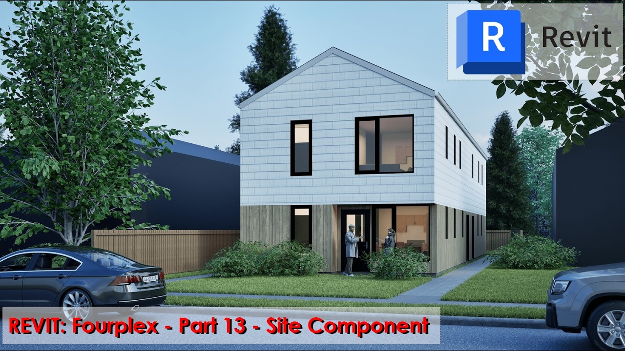 Revit Step By Step for Beginners: Creating a fourplex - Part 13.2: Placing Site Components