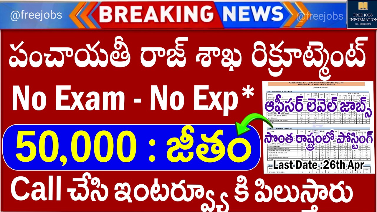 గ్రామ పంచాయతీ రాజ్ శాఖ రిక్రూట్మెంట్, Exam లేదు | NIRDPR Recruitment 2026 | Latest Govt Jobs telugu