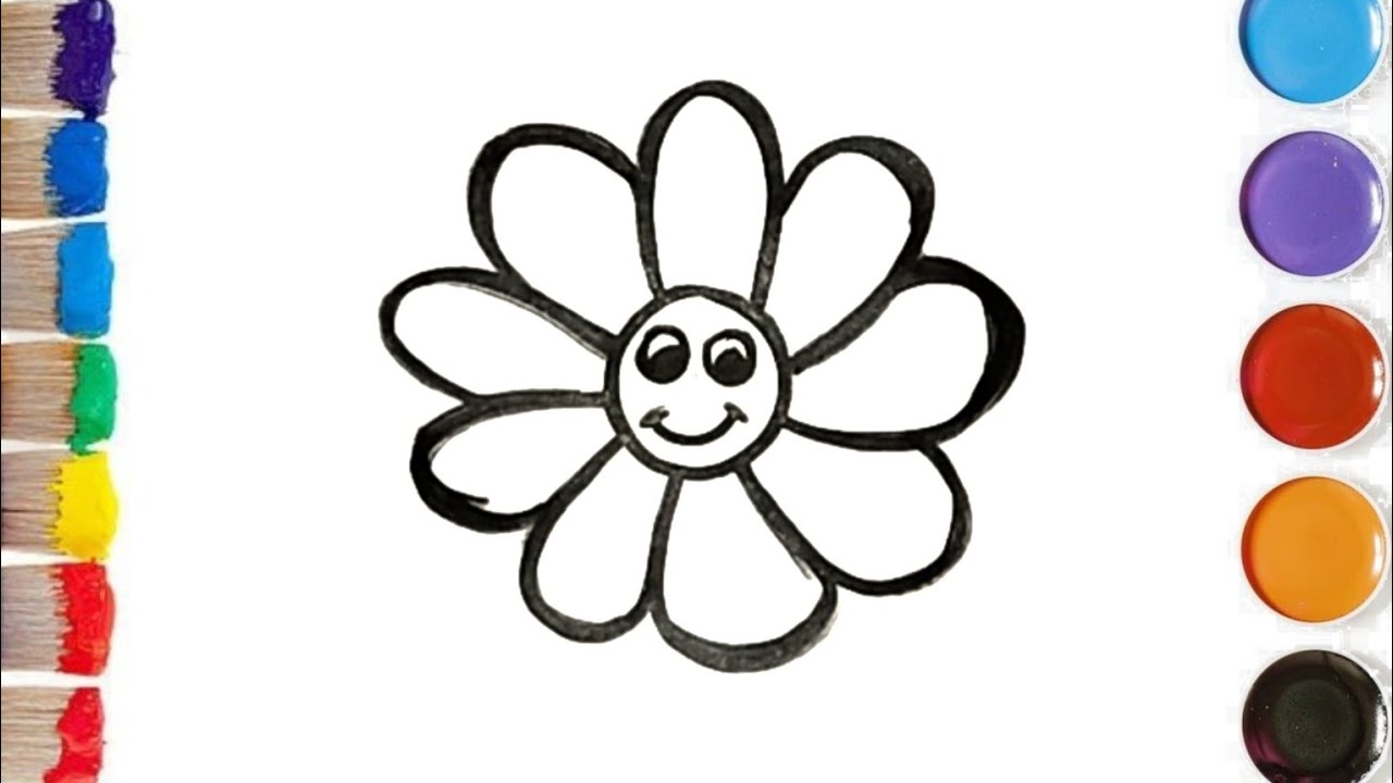 Bunga 🌸 gambar mewarnai melukis untuk prasekolah dan balita