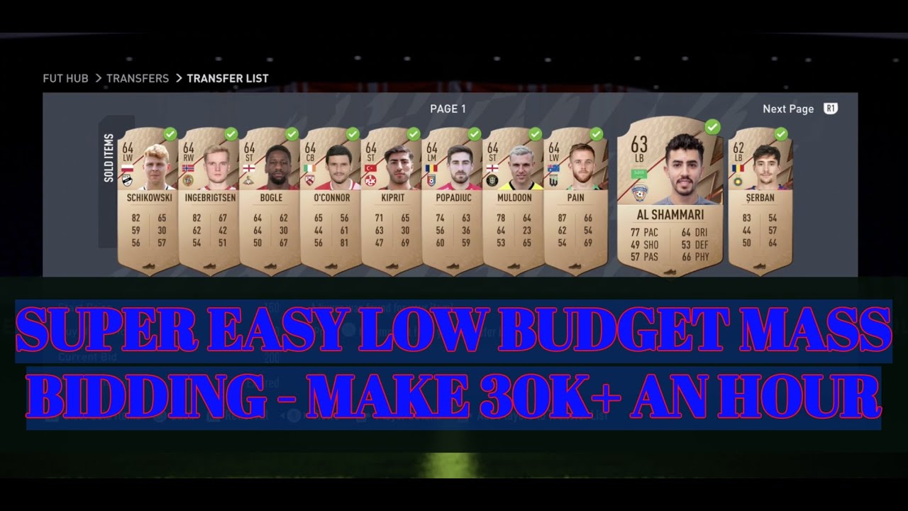 FIFA 22 TRADING TIPS - SUPER EASY LOW BUDGET MASS BIDDING - MAKE 30K+ AN HOUR - FIFA 22 TRADING!