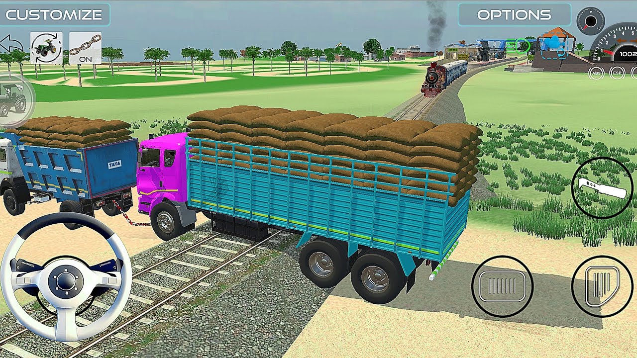 Indian Vehicles Simulator 3D: Train vs Heavy Loaded Trucks - Can I Cross