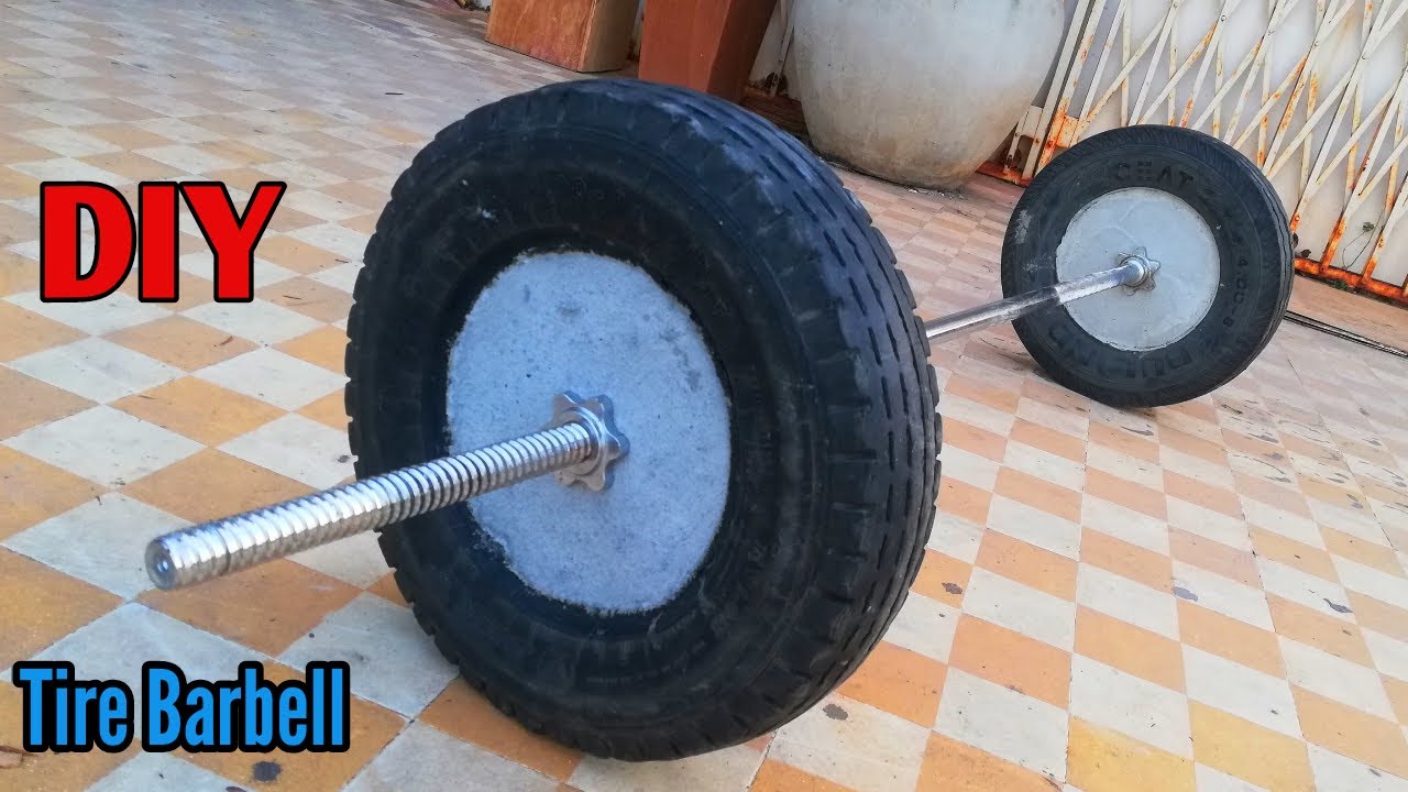 Homemade Barbell From Old Tire How To Make It