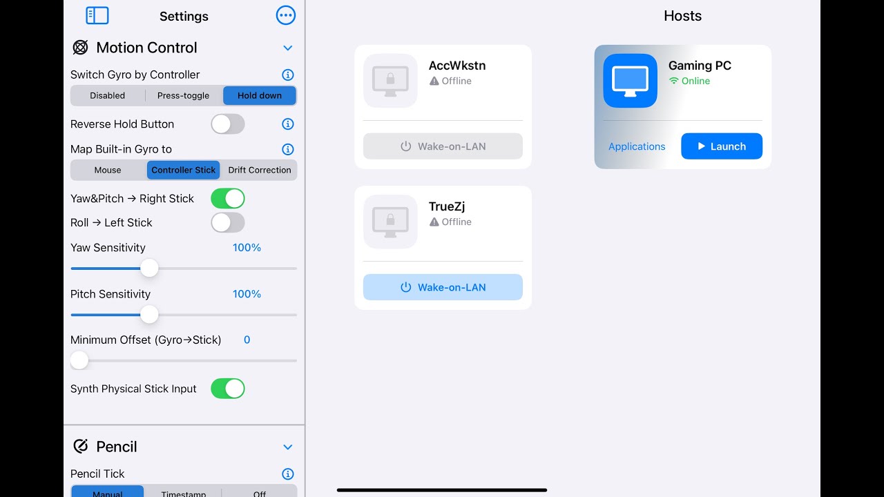 VoidLink controller gyro buttons explained (moonlight-iOS alternative)