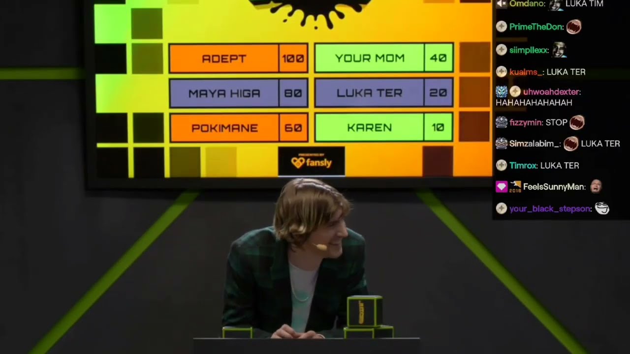 xqc laughs at LUKA TER joke in gameshow