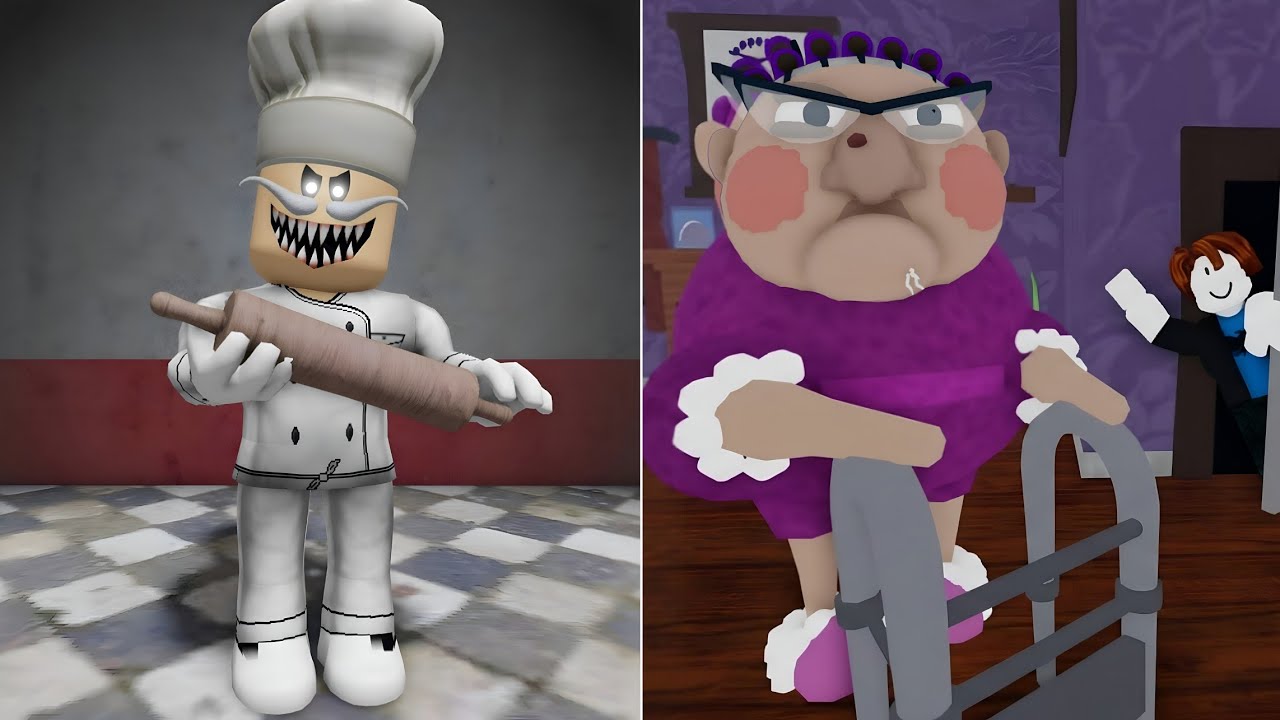 RUN FROM PAPA PIZZA! (OBBY) VS ESCAPE GRANDMA'S HOUSE! (FIRST PERSON OBBY) = ROBLOX
