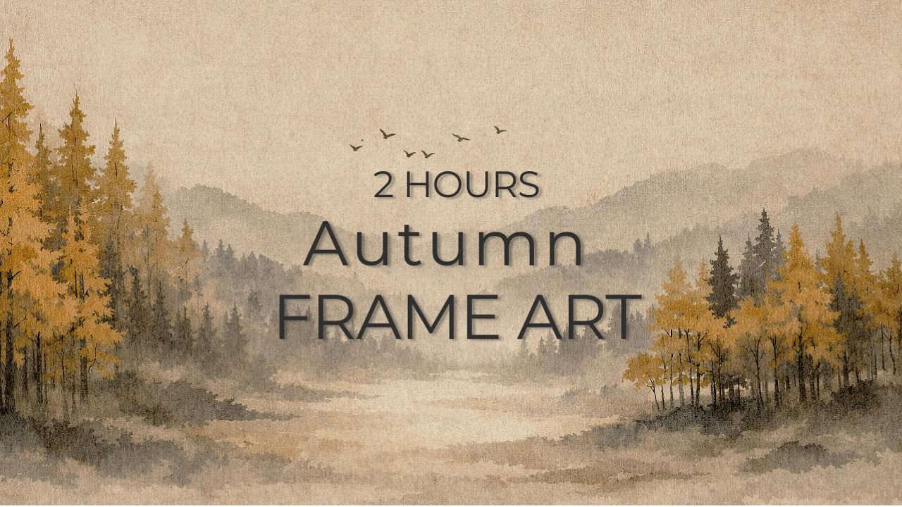 2 Hour Autumn Frame Art | Relaxing Background Music | Static Landscape
