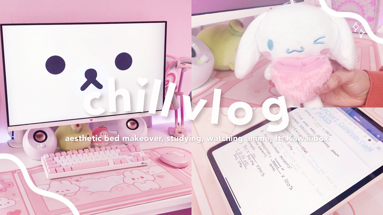 chill vlog 💌 aesthetic bed makeover, studying, watching anime + giveaway! ft. kawaiibox