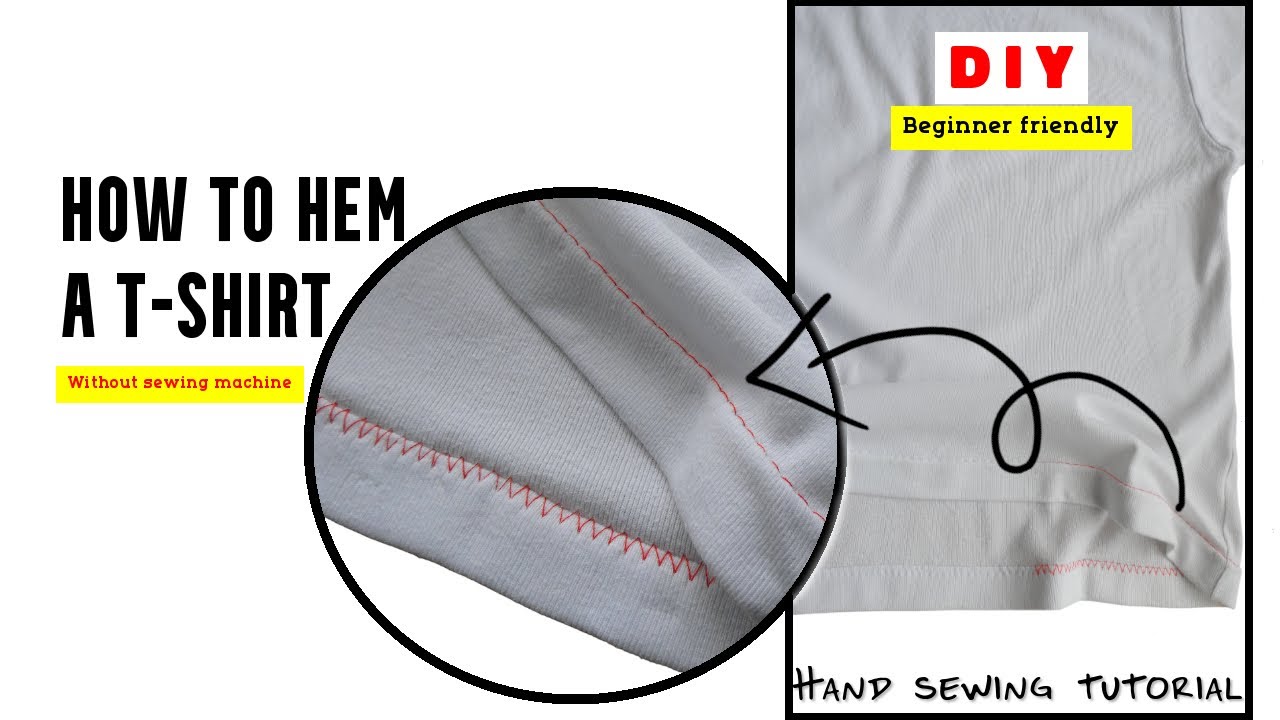 How to perfectly hem a t-shirt by hand |Quick & easy way to shorten a T-shirt without sewing machine