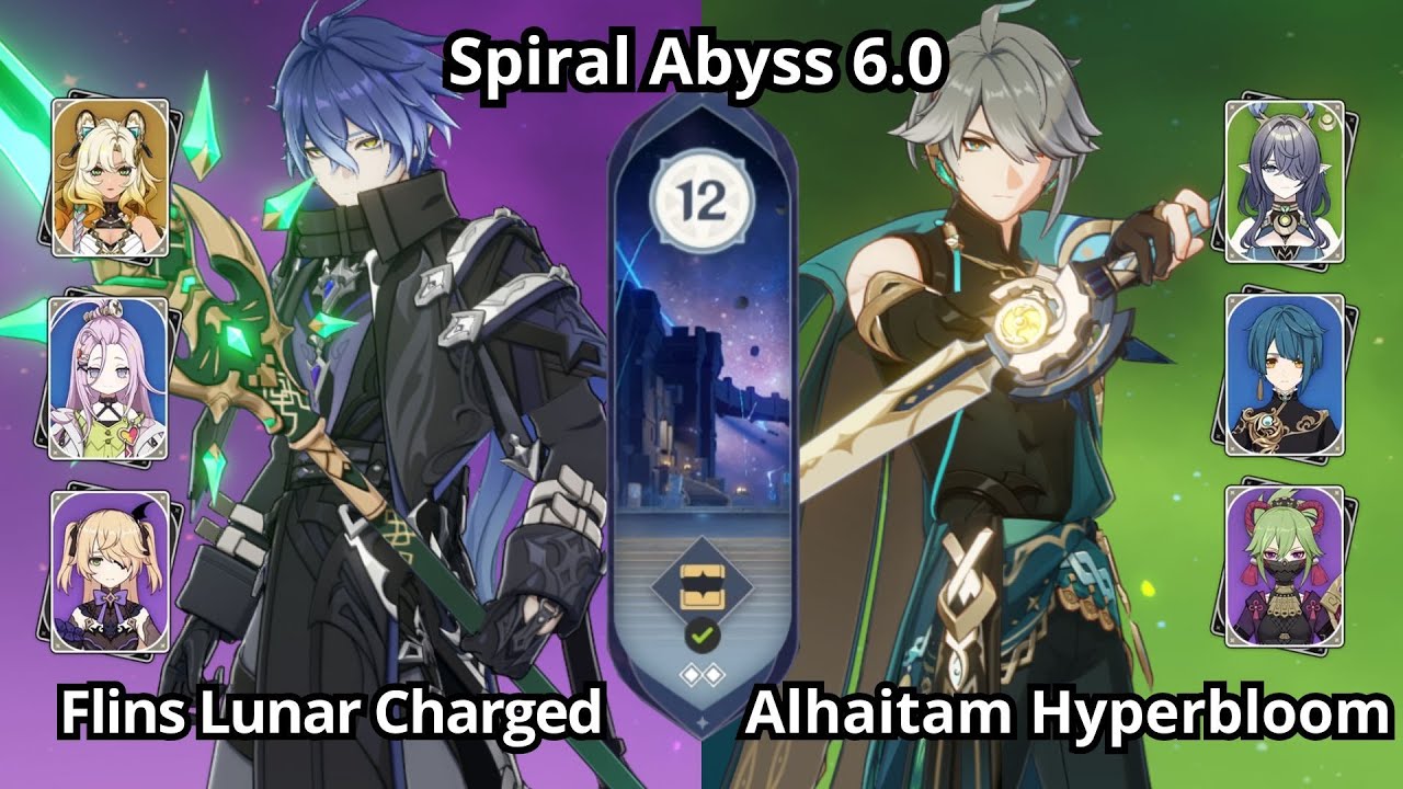 C0 Flins Lunar Charged & C0 Alhaitam Hyperbloom - Spiral Abyss Floor 12 Genshin Impact 6.0