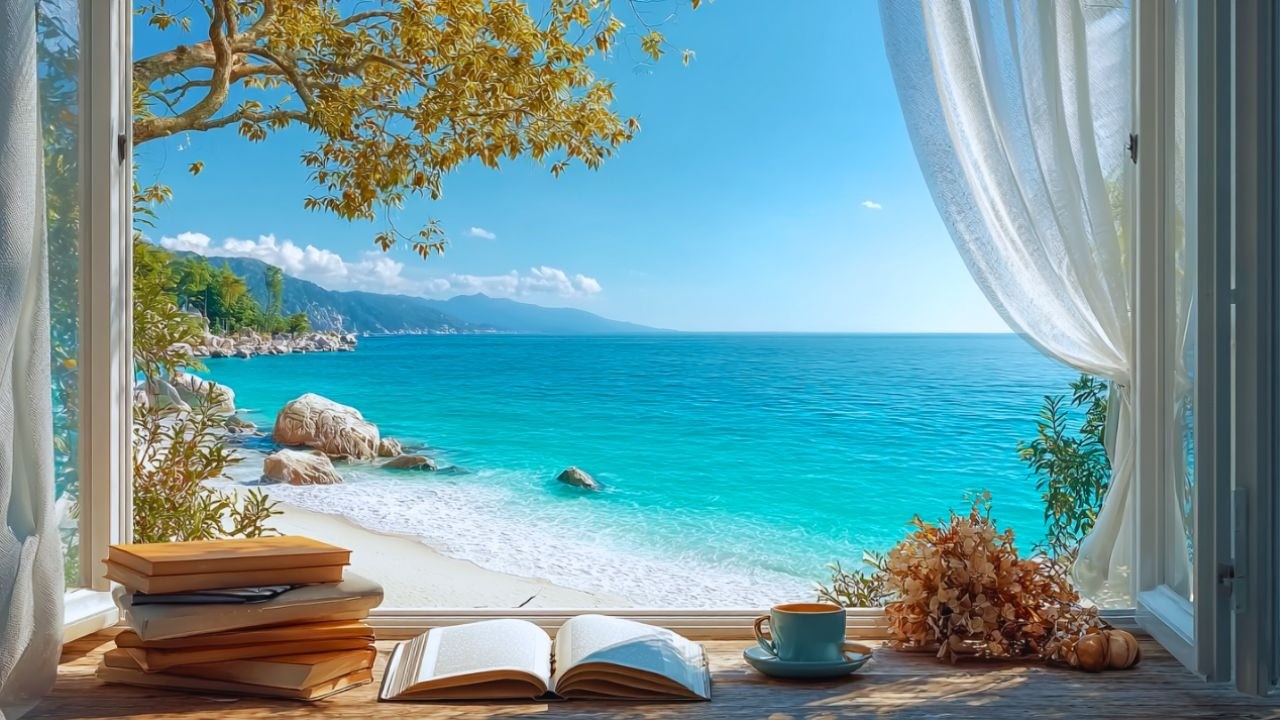 A Quiet Morning by the Sea | Calming Guitar Music & Gentle Ocean Waves for Peaceful Focus