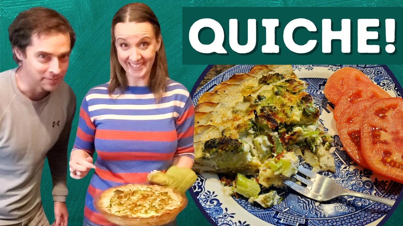 HOW TO MAKE VEGETARIAN QUICHE with POTATO CRUST. A nutrition comedy featuring cheddar and broccoli.