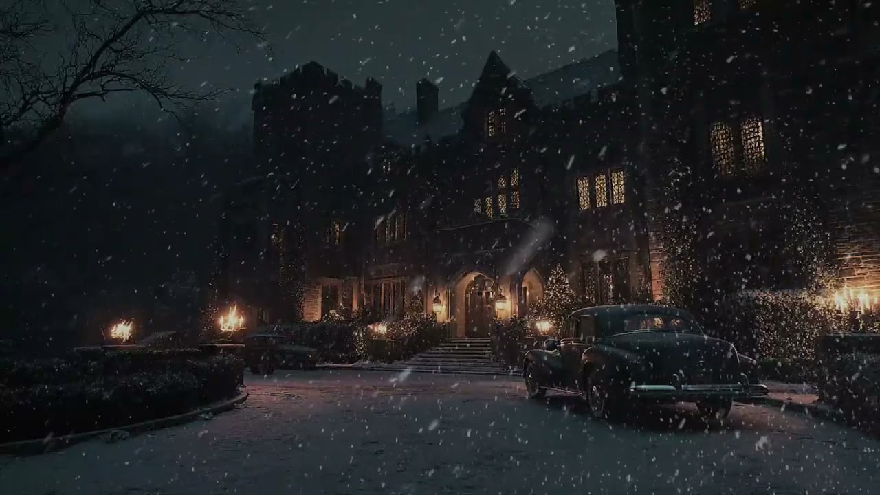 Snowstorm Surrounding a Medieval Castle at Night | Dark Fantasy Ambience with Blizzard Wind Sounds