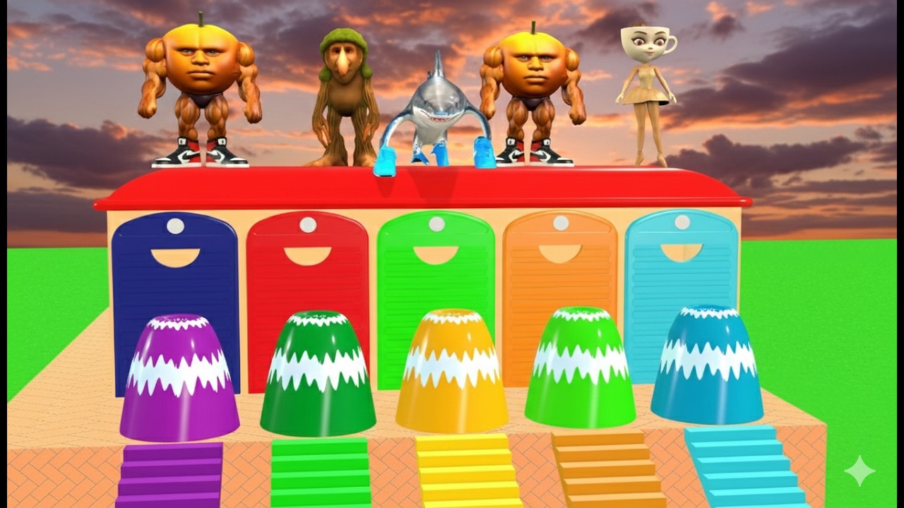 Long Slide Game With Cow Elephant Gorilla Hippopotamus Tiger 3d Animal Game Funny 3d AnimalsVideo