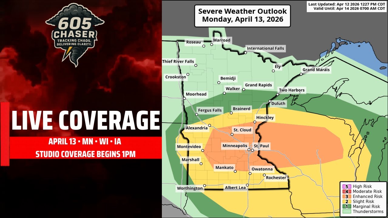605 Chaser LIVE | In-Studio Severe Weather Coverage - April 13 Enhanced Risk