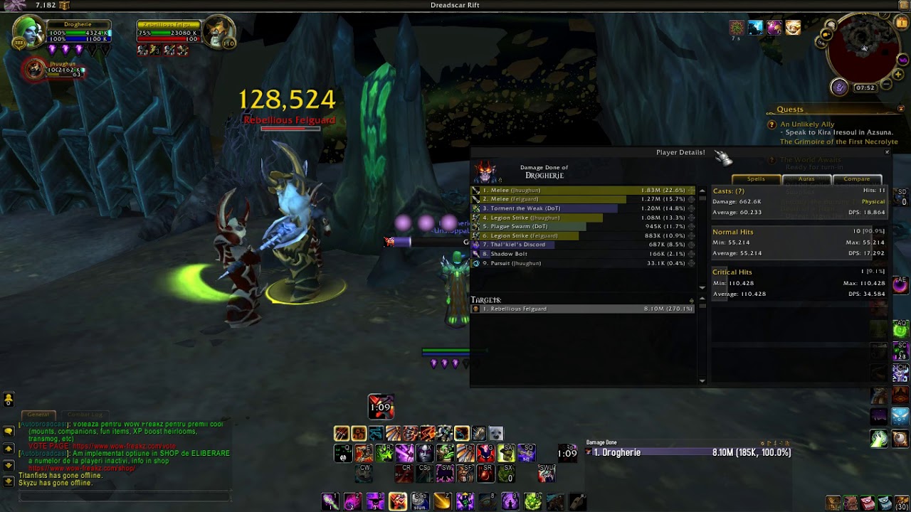 warlock demonology grimoire of service felguard damage bug