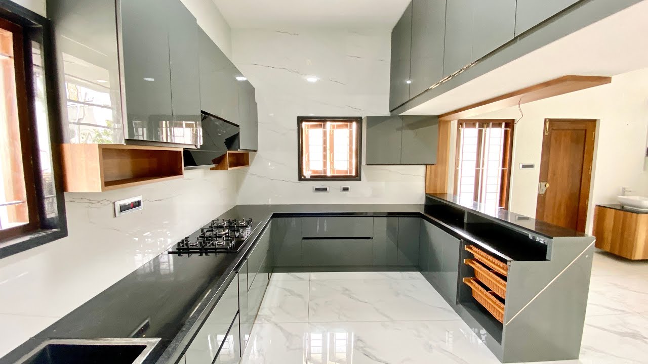 New Functional Modular Kitchen Design👌👌🔥 Glossy Grey Laminates 😳🔥