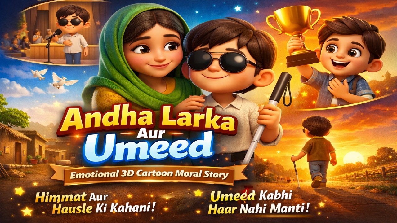 Andha Larka Aur Umeed | Emotional 3D Cartoon Moral Story | Himmat Aur Kamyabi Ki Kahani