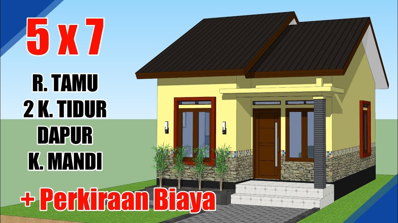 Desain Rumah Minimalis 5x7 Meter dengan 2 Kamar tidur