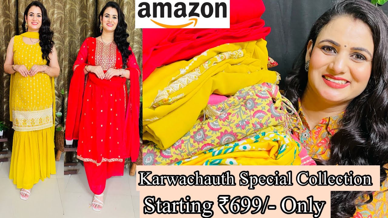 Karwachauth Special Amazon Kurta Set Haul, Nyra Cut Kurta Set, Kurta Sharara Set, Kurta Pant Dupayya