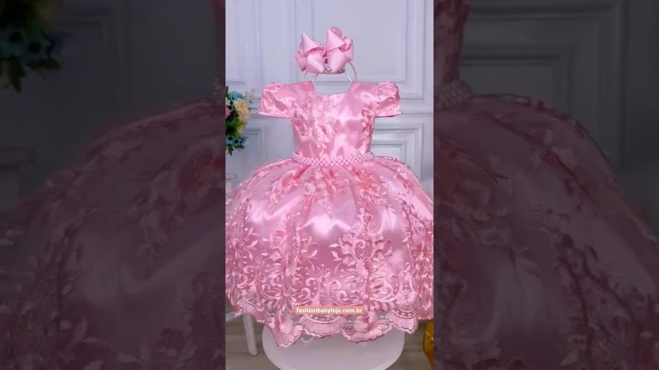 Vestido Infantil de Festa Rosa de Luxo 😍