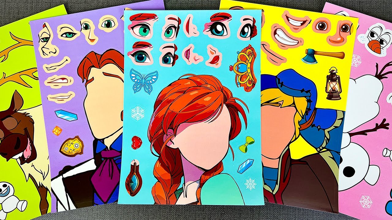 [🌸Paper diy🌸] ❄️DISNEY FROZEN 3 Elsa and Anna Makeup Stickers Collection | Satisfying Video ASMR