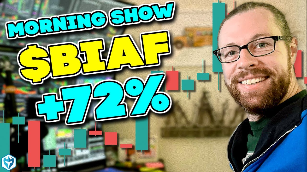 $BIAF +72%  LIVE Day Trading Morning Show with Ross