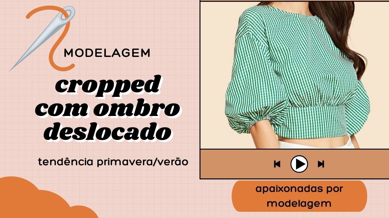 COMO FAZER A MODELAGEM DE OMBRO DESLOCADO E MANGA GODÊ FRANZIDA DE FORMA FÁCIL I Blusa cropped linda