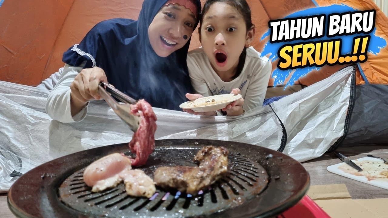 Tahun Baru Aqilla Dan Mbak Kunyit ♥ Pasang Tenda Dan Bakar BBQ 😄 Aqilla's Diary