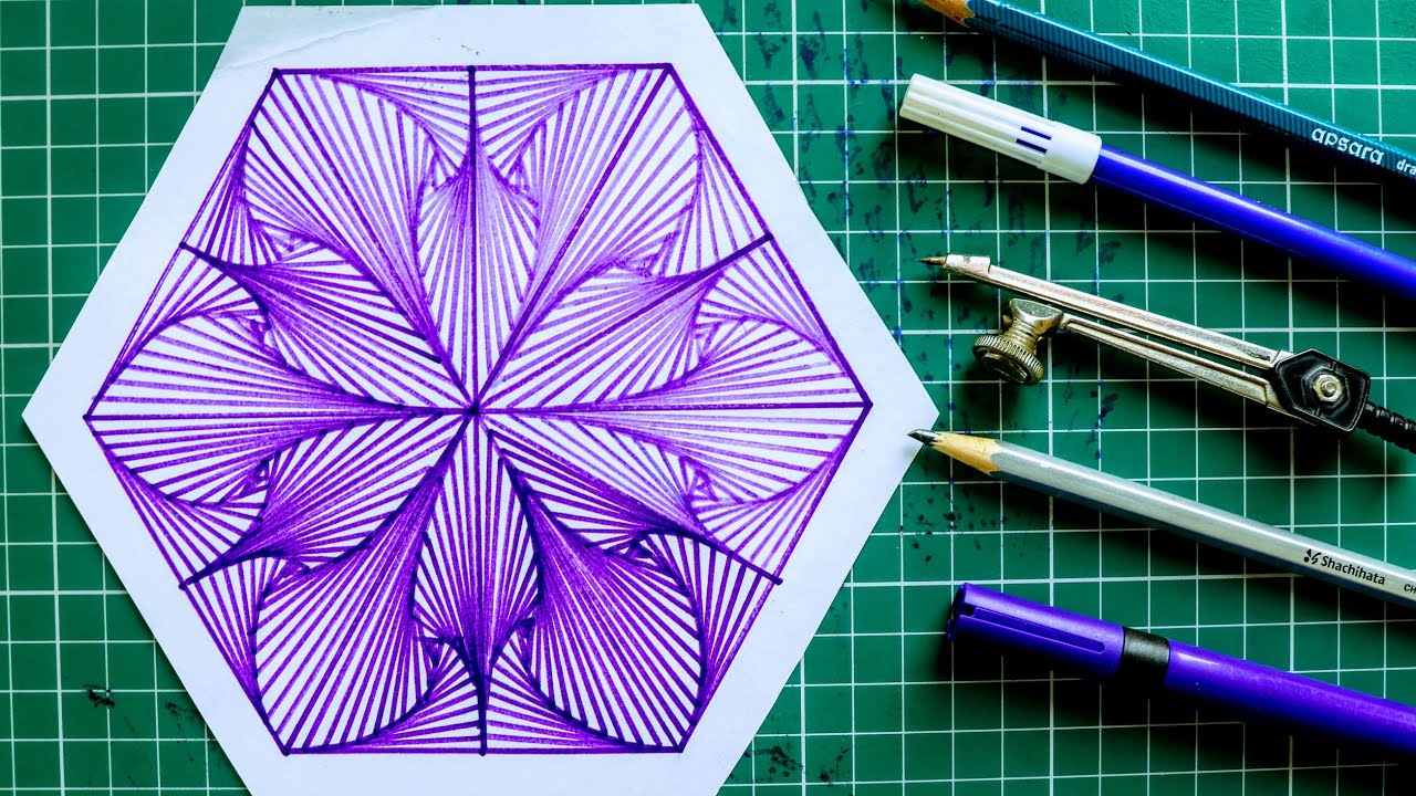 HOW TO DRAW SINGLE PATTERN DESIGN  | GEOMETRIC DESIGN 5 | RAINBOW ART