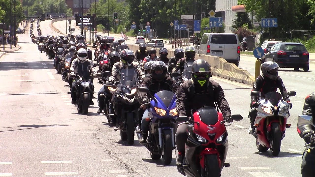 Motospotkanie 2024 - parade of motorcycles with police escort in Krakow, Poland - 25.V.2024