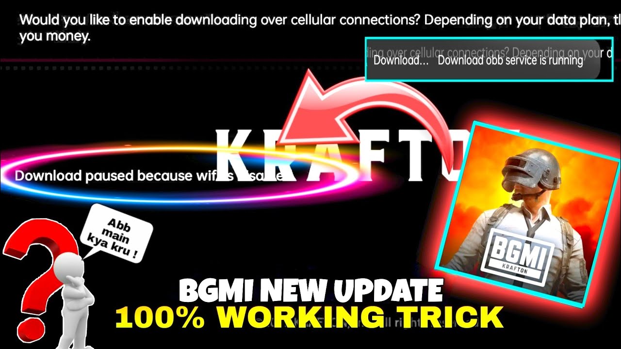 Bgmi download paused because wifi is Disabled | bgmi obb service is running | bgmi obb file problem