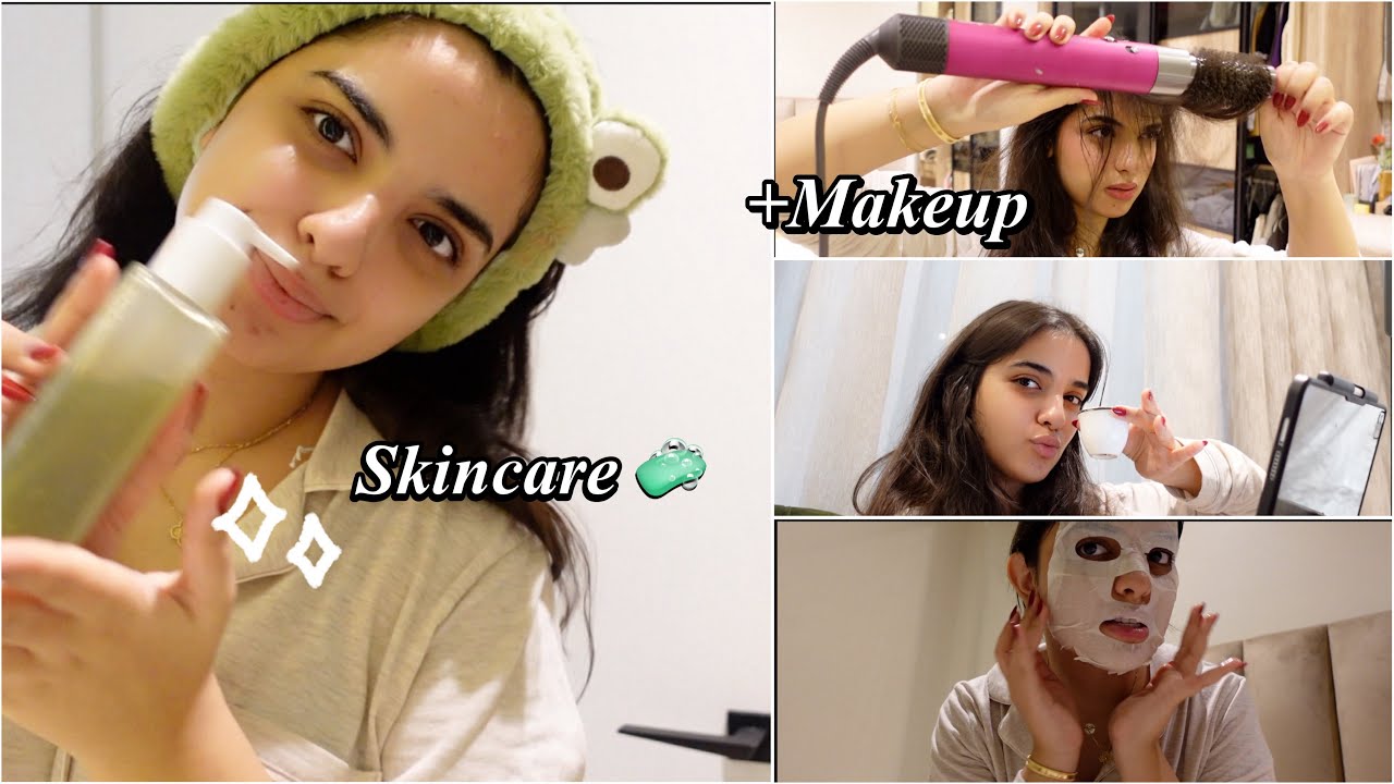 فلوق الويكند!!!🙌🏽💞skincare routine +makeup+chit chat