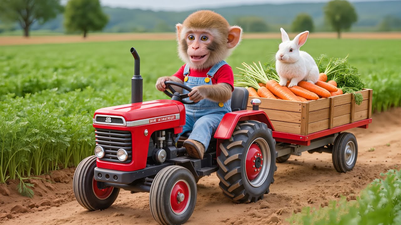 🐒🚜Monkey NaNa’s Carrot Harvest Turns Into a Brave Rescue! He Saves a Bunny from a Deadly Accident!🐰💪