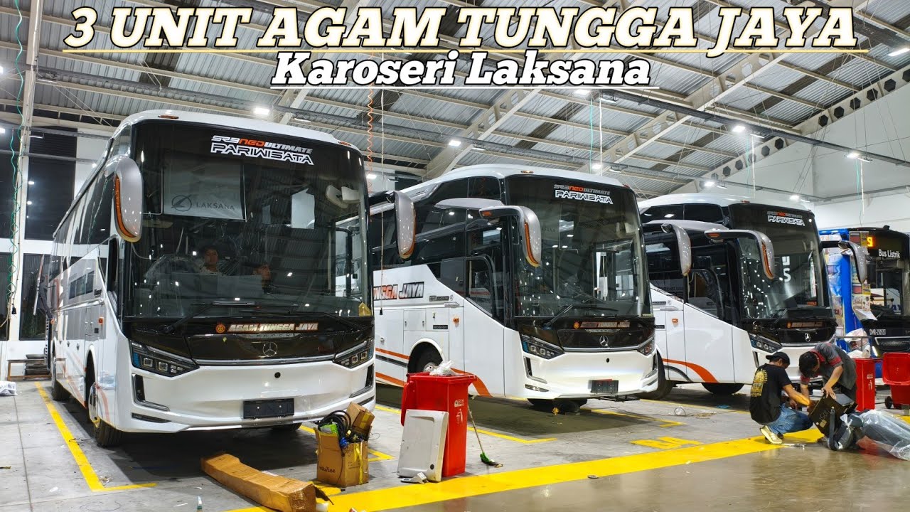 Proses Pemasangan sticker ATJ&Review unit baru bos Agus di karoseri laksana Pesona Single Glass ATJ