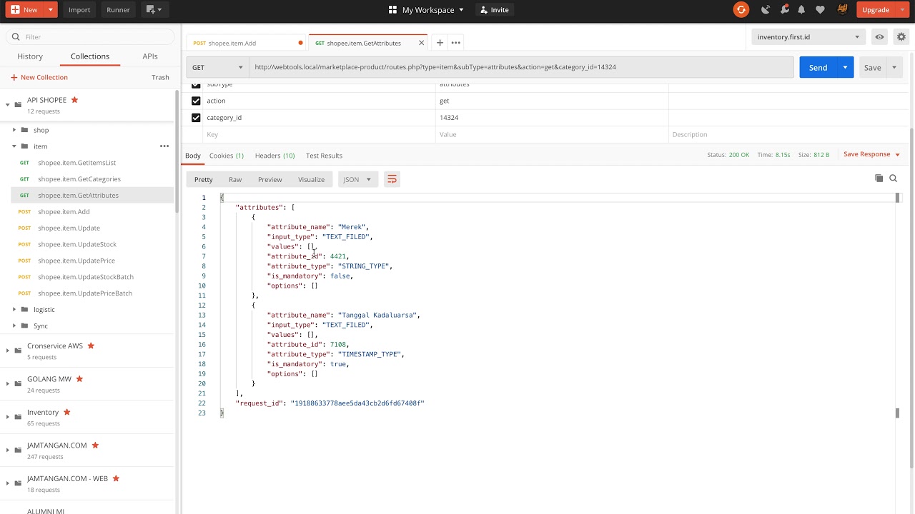 API Shopee - upload produk API: Request parameter 