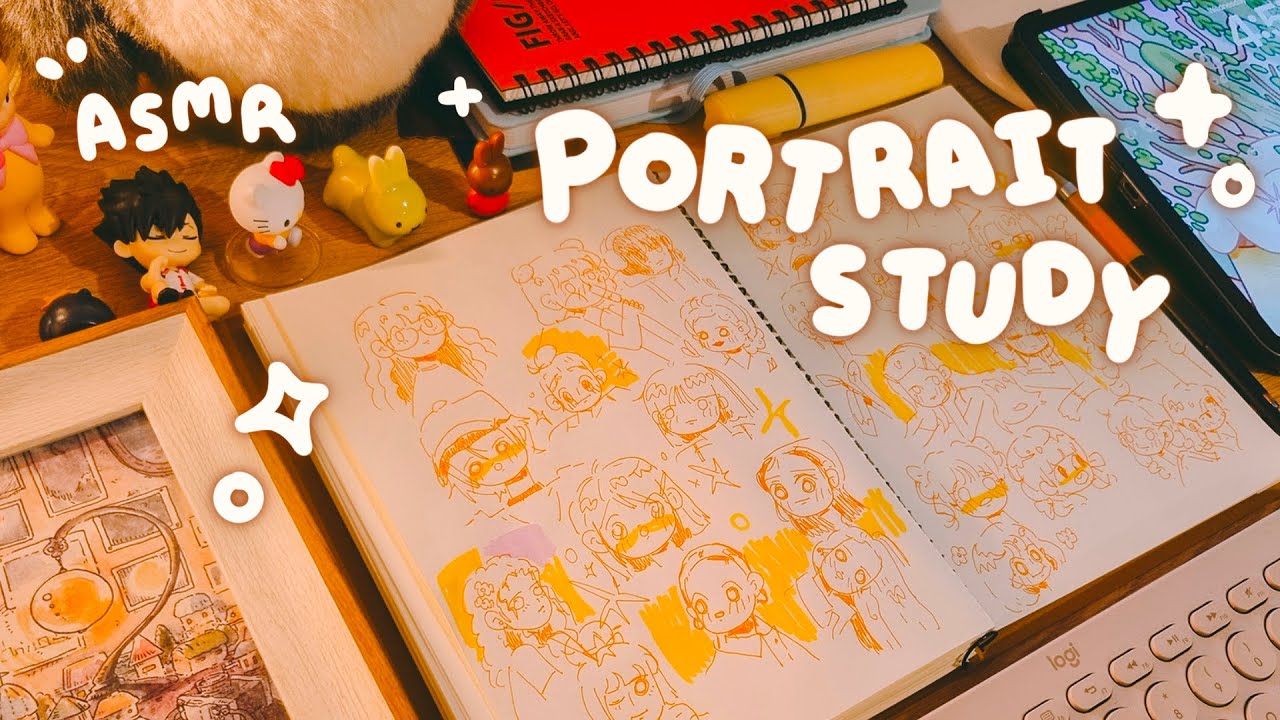 Portrait doodles, sketchbook spreads, cozy ASMR draw with me ✒  art vlog