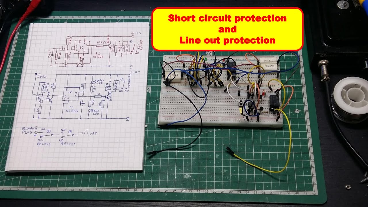 Short circuit and line out protection for bench power supply