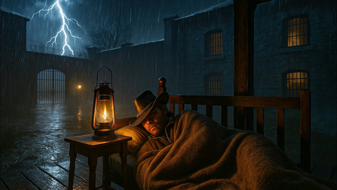 Thunderstorm Night Shelter – Arthur Sleeping in a Cozy Bed on the Prison Porch|RDR2 ASMR 