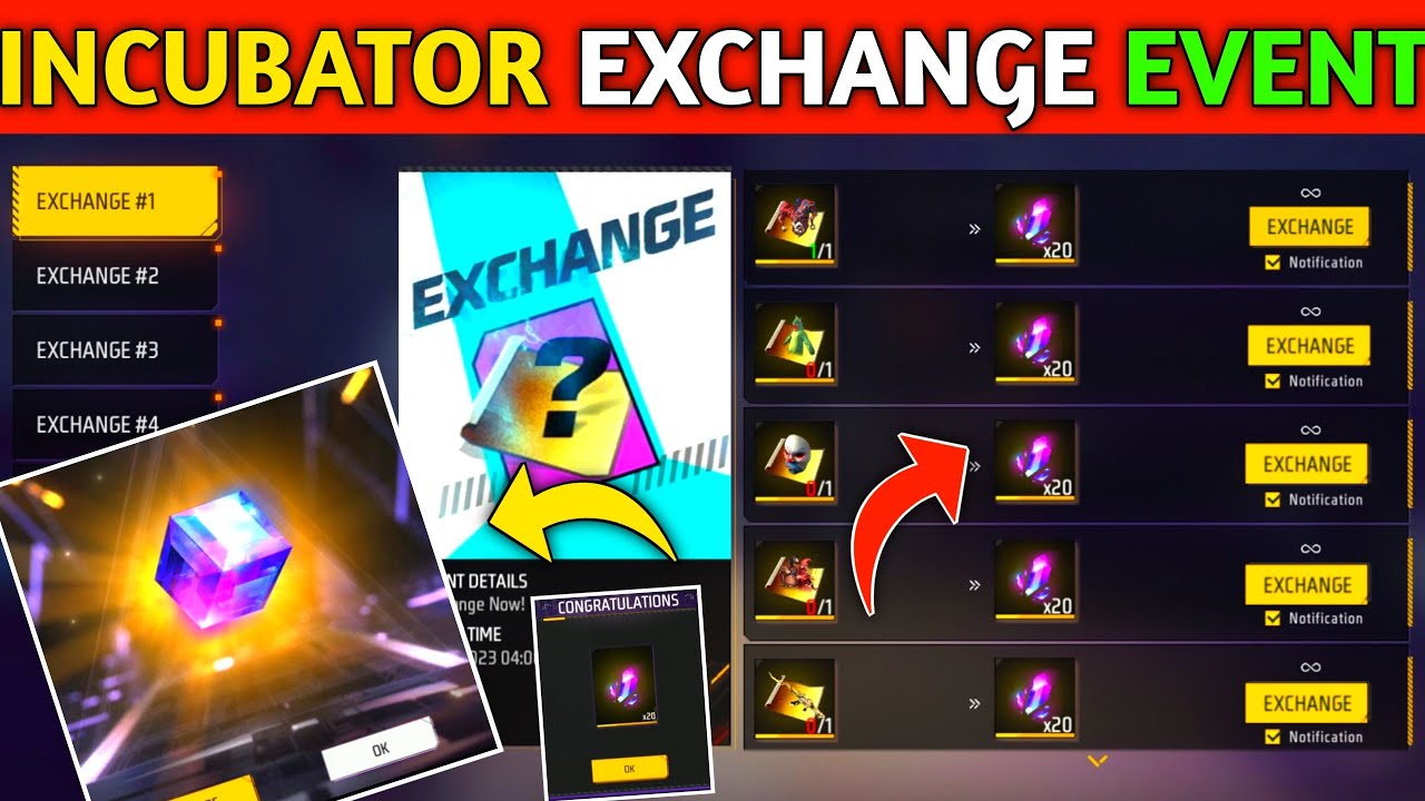 INCUBATOR EXCHANGE EVENT IN FREE FIRE !