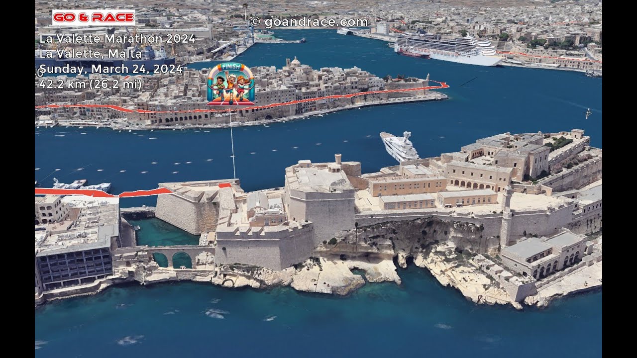 La Valette Marathon 2024: fly over the marathon course! Video of the race path.