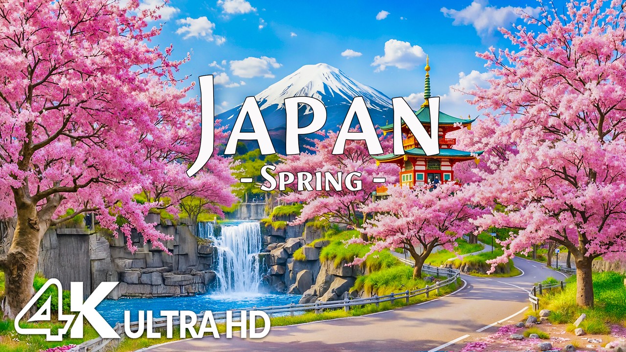 Japan Spring 4K 🌸 Beautiful Cherry Blossom - Relaxing Music With Beautiful Natural Landscapes