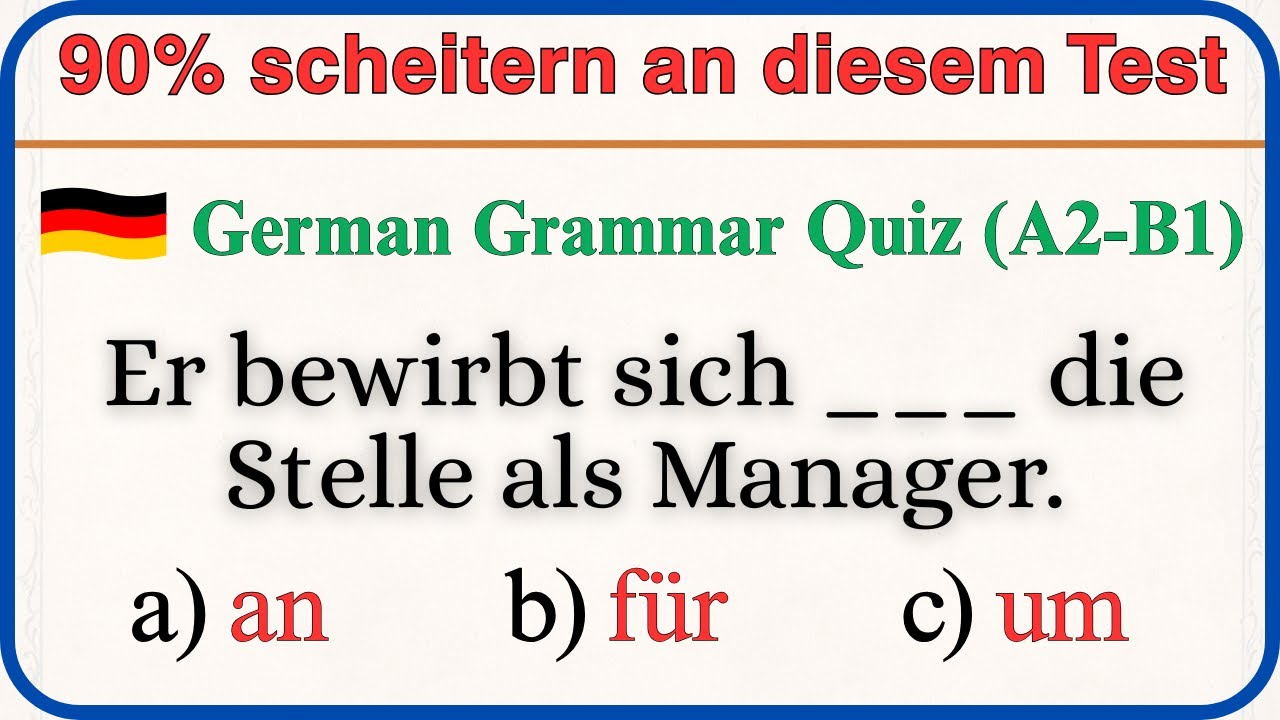 Deutsch Grammatik Quiz A2–B1 🇩🇪 | 90 % scheitern an diesem Test