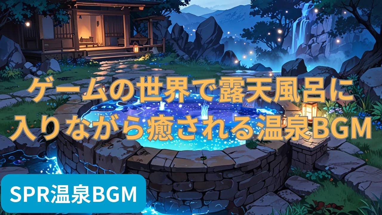ゲームの世界で露天風呂に入りながら癒される温泉BGM | Onsen BGM for Relaxing in a Fantasy Game World Bath