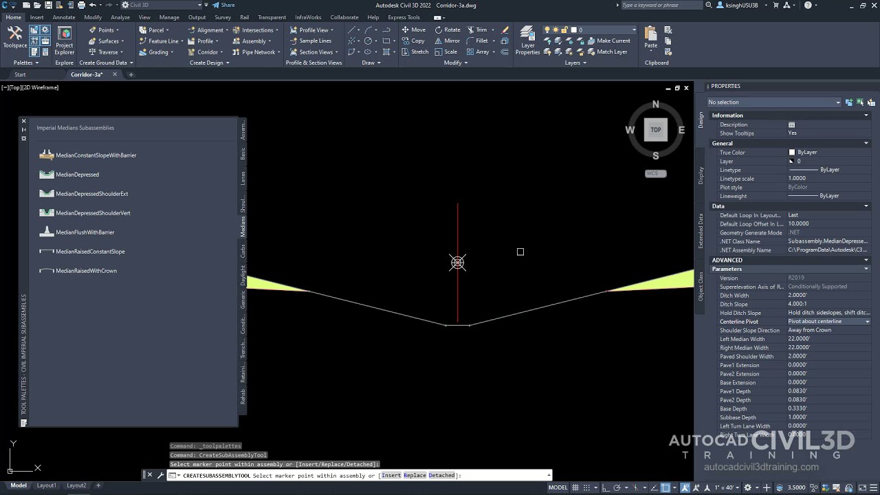 Creating a Divided Highway Assembly in Civil 3D