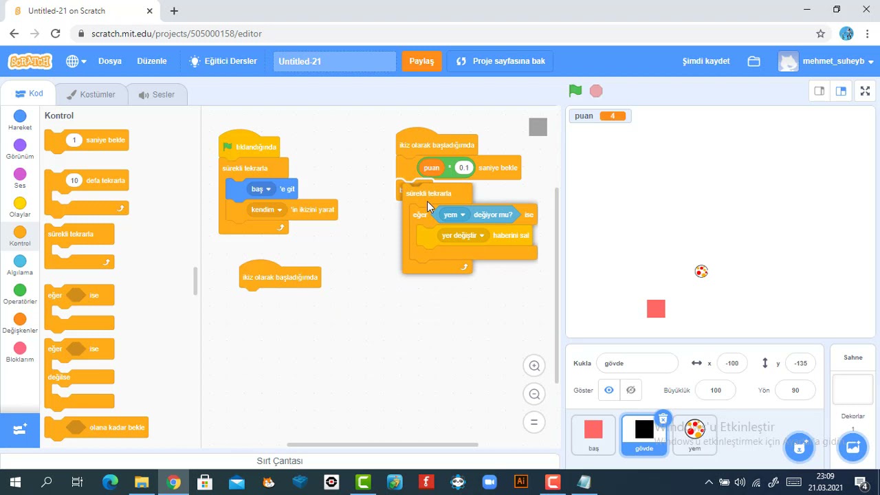Scratc 3.0 Dersleri - Yılan Oyunu Yapımı